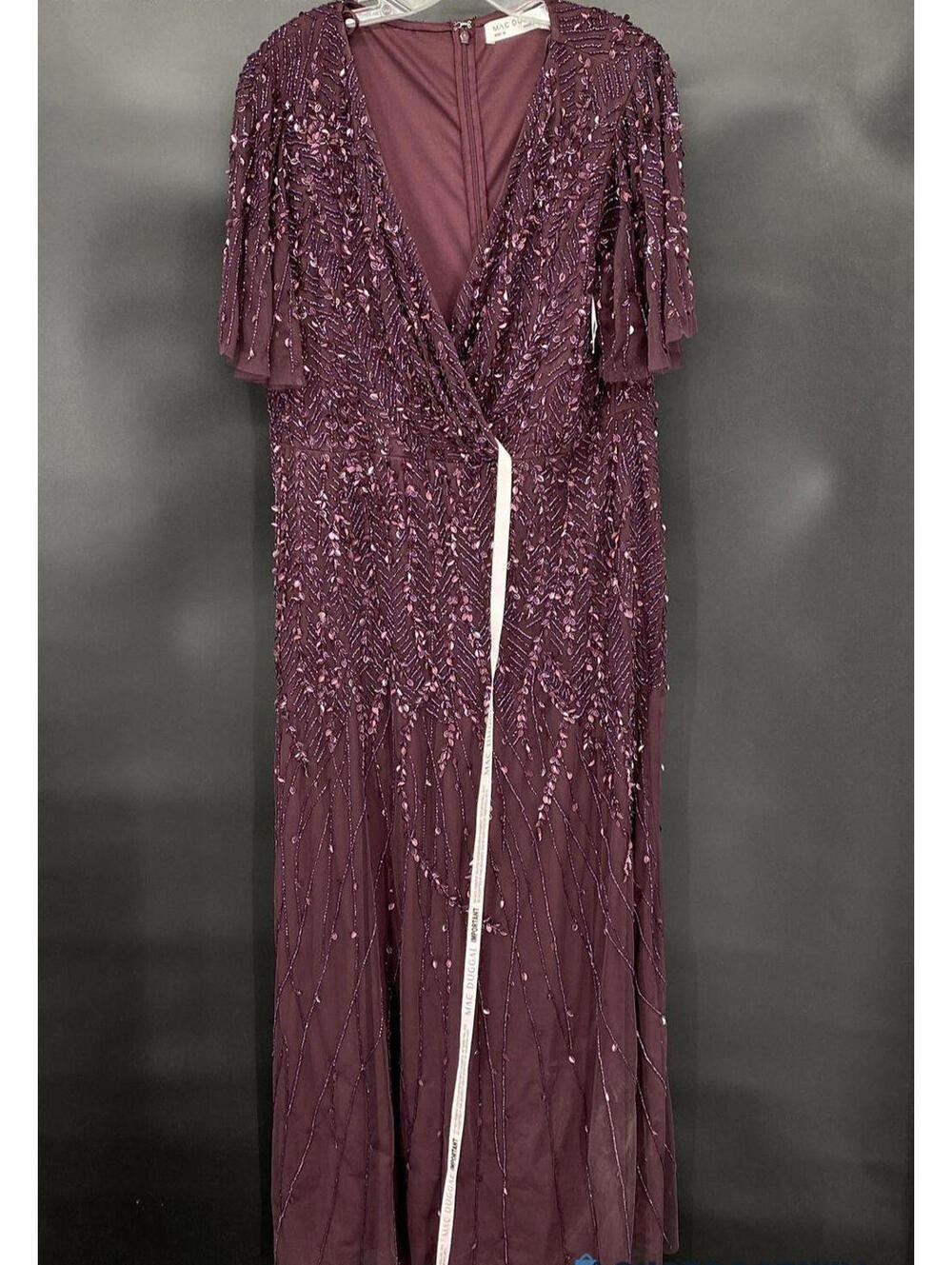 NWT $698 MAC DUGGAL 35109 Embellished Flutter Evening Gown Formal Dress Size 18 - Picture 5 of 9